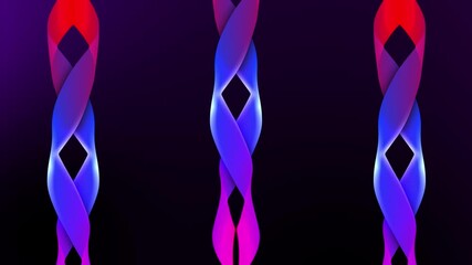 Wall Mural - 3D twirling ribbon animation with a dark dynamic background and hypnotic abstract design smooth motion graphics flowing movement visual effects vibrant patterns art colours purple blue red