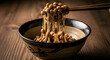 © Debbie - Delicious Natto Serving In Decorated Bowl Showing Its Sticky Texture And Delightful Appearance