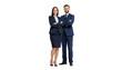 © MAS - confident and professional business couple exuding success with folded arms, capturing the essence of corporate partnership. Isolated On Transparent and White Background