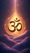 © Prateek - Golden glowing Om symbol floating in radiant light, surrounded by soft waves of energy and cosmic patterns representing Hindu spirituality and meditation.