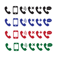 Collection of colorful phone icons representing communication and technology