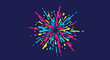 © ary - A vibrant explosion of colorful paint splatters radiates outwards against a dark blue background, symbolizing creativity and dynamic energy.