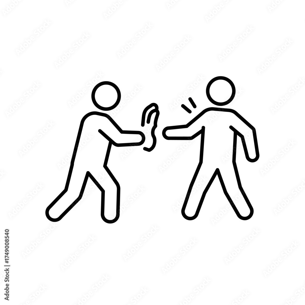 Stick Figure Slashed Stick Figure Slapping Depicting Aggression and Conflict in Simple Form ...