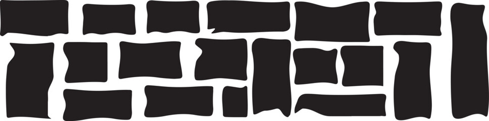A set of  vector  Hand drawn Black rectangles and squares on white background.