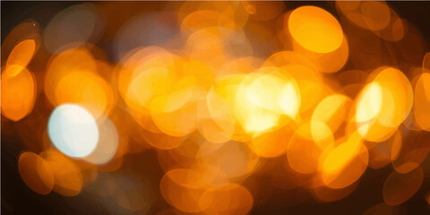 Orange Glow Defocused Lights Abstract Background with Warm Golden Bokeh Blur.