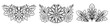 © veleri_kz - Vector set of monochrome outline frames of decorative floral arrangement. Collection of contour foliage dividers from flowers,