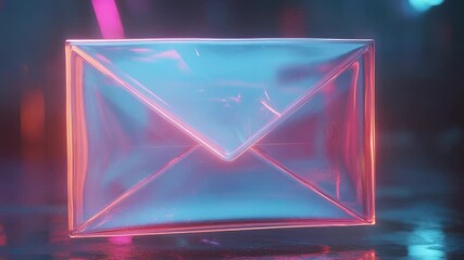 Wall Mural - Digital email message box glowing with neon light