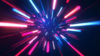 Wall Mural - Abstract neon light streaks moving warp speed
