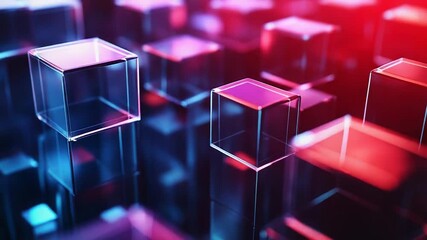 Wall Mural - Glass cubes creating a futuristic technology data network