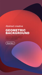 Wall Mural - Abstract design features vibrant overlapping shapes. Text elements present, button included. Modern aesthetic, dark background dominates.