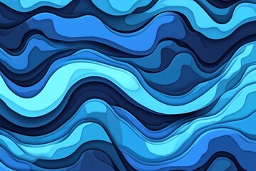 Wall Mural - Stunning Abstract Background of Elegant Navy and Soft Blue Gradient Wavy Layers with Depth Illusion