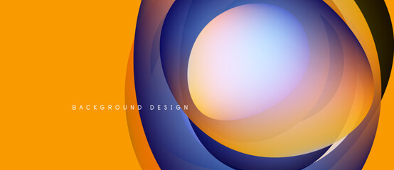Poster - Abstract concentric circles, vibrant orange, blue hues. Modern design, smooth gradients create dynamic visual effect. Background element.