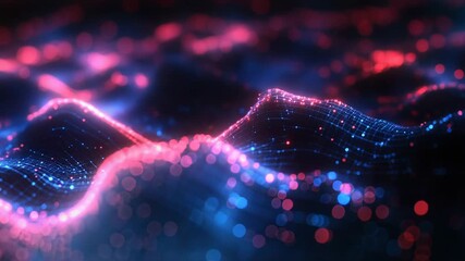 Canvas Print - Data flow in digital wave particle background