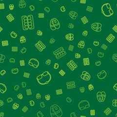Set line False jaw, Eyeglasses and Slippers on seamless pattern. Vector