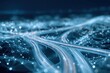 © Vuvu - Abstract digitally rendered image of glowing light trails and interconnected network nodes