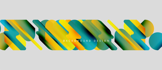 Wall Mural - Abstract geometric shapes overlap, creating vibrant colorful background. Modern design features layered elements, gradients.
