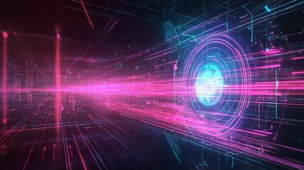Wall Mural - digital data stream moving through network space