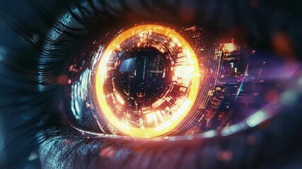 Wall Mural - Human eye transforming into digital data network