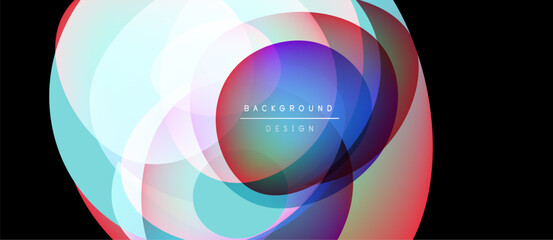 Wall Mural - Abstract colorful design. Overlapping circles create dynamic visual effect. Modern background with gradient hues.