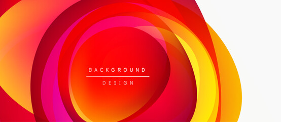 Wall Mural - Abstract layers create vibrant circular design. Warm colors dominate, offering modern aesthetic. Text reads background design.