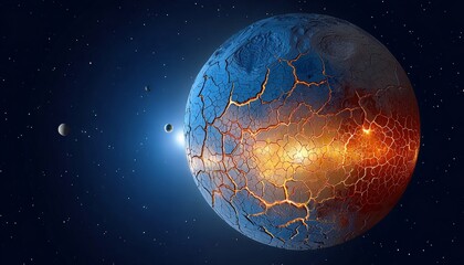 Wall Mural - Cosmic Rupture Distant Worlds Collide as Cracks Emerge, Lighting Up the Deep Space Background
