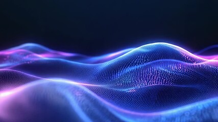 Wall Mural - Digital wave particles flowing in data network background