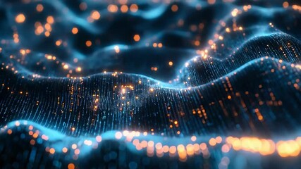 Wall Mural - Digital data flowing particle wave abstract background