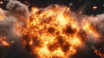 Wall Mural - Explosive fireball inferno creating powerful orange energy burst