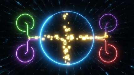 Abstract animation of a glowing network node with connecting lines