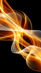 Canvas Print - Dynamic Flow of Shimmering Gold Waves on a Black Background, Elegant and Captivating Design Element