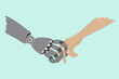 © Westend61 - Robot and human hand illustration symbolizing friendship and caring
