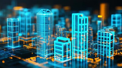 Wall Mural - Smart city digital network architecture with data streams