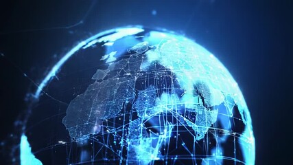 Wall Mural - Global network connecting world with digital data lines