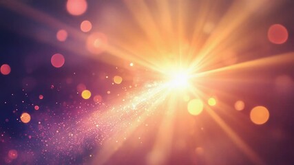 Wall Mural - Radiant light beam with shimmering particles and bokeh spots