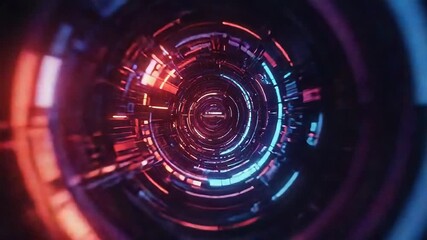 Wall Mural - Abstract speed light traveling digital data tunnel