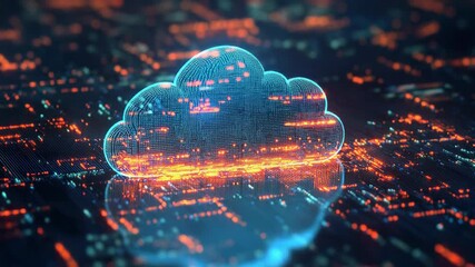 Wall Mural - Cloud computing data network storing information online