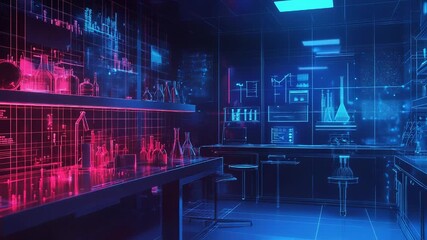 Wall Mural - Scientific virtual laboratory exploring data and future technology