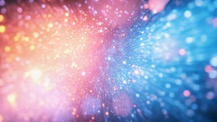 Wall Mural - Exploding light particles creating abstract colorful bokeh burst