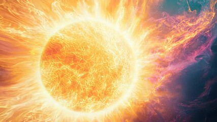 Wall Mural - Sun star radiating energy with cosmic nebula flares