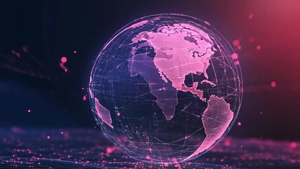 Wall Mural - Digital earth globe showing global network connection and data