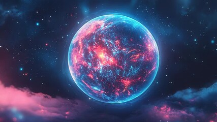 Wall Mural - Glowing futuristic energy orb in deep space