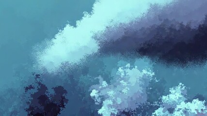 Wall Mural - Abstract digital art with evolving blue cloud forms