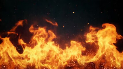 Wall Mural - Abstract fire burning with flying sparks and embers