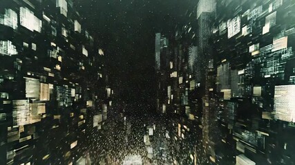 Wall Mural - Destroying city particle explosion abstract digital art