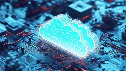Wall Mural - Cloud computing data network on digital circuit board