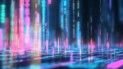 Wall Mural - Digital data stream transferring glowing information