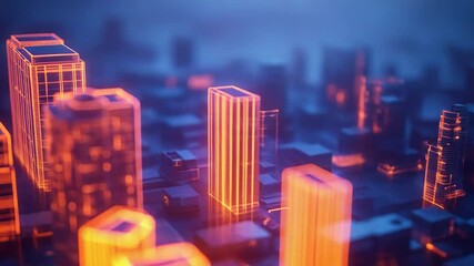 Wall Mural - Digital city cityscape with futuristic network connections