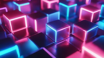 Wall Mural - Digital glowing cubes forming abstract futuristic background