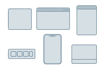 Abstract blank screen mockups and user interface elements for web and mobile design prototyping