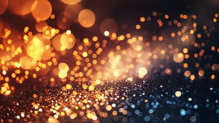 Wall Mural - Golden glowing bokeh and glitter particles background